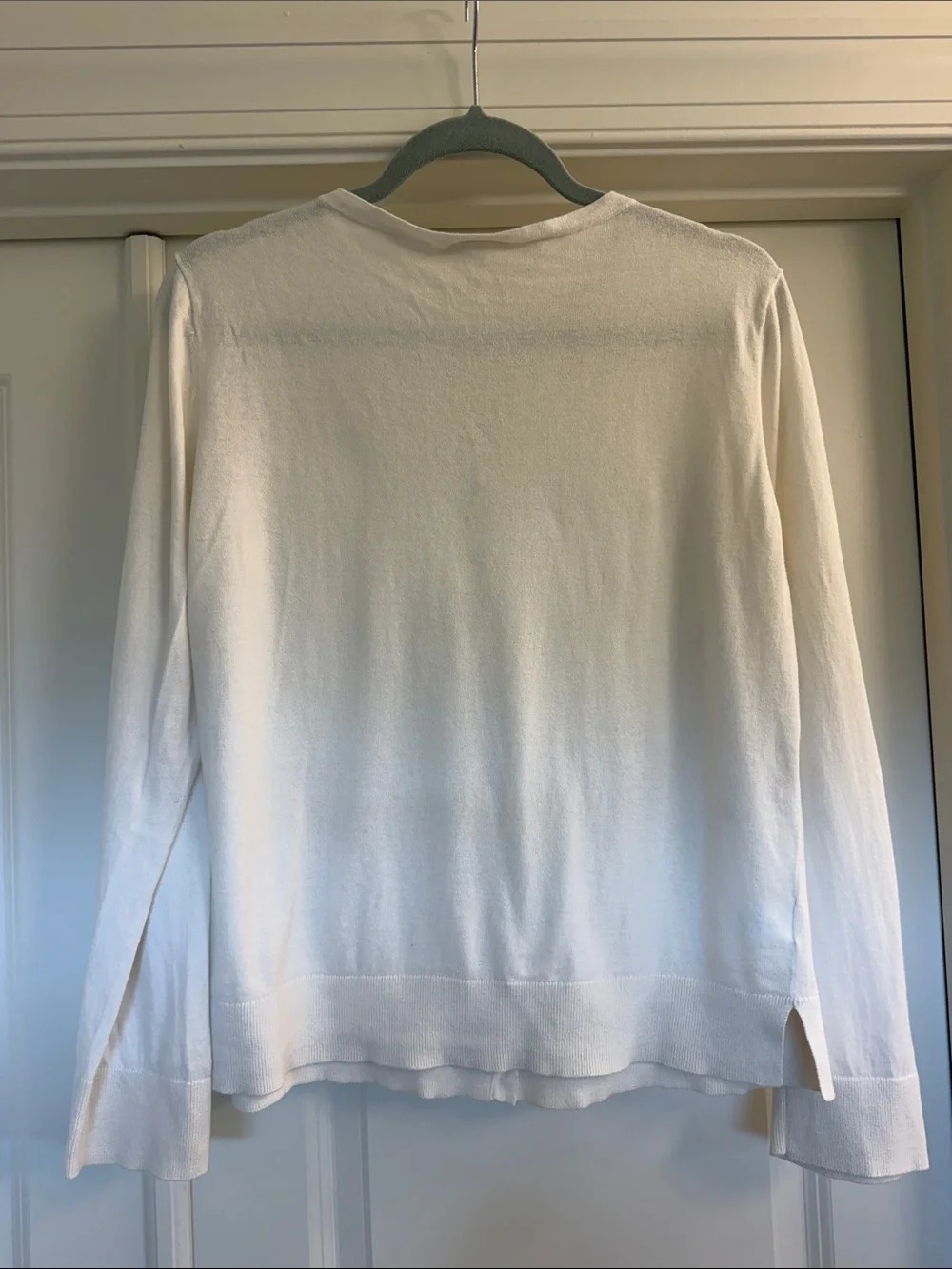 LOFT Cream Button-Front Lightweight Cardigan